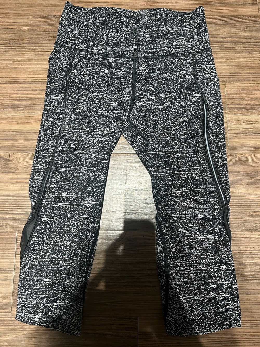 lululemon athletica Black Heather Capri Leggings with Side Panels